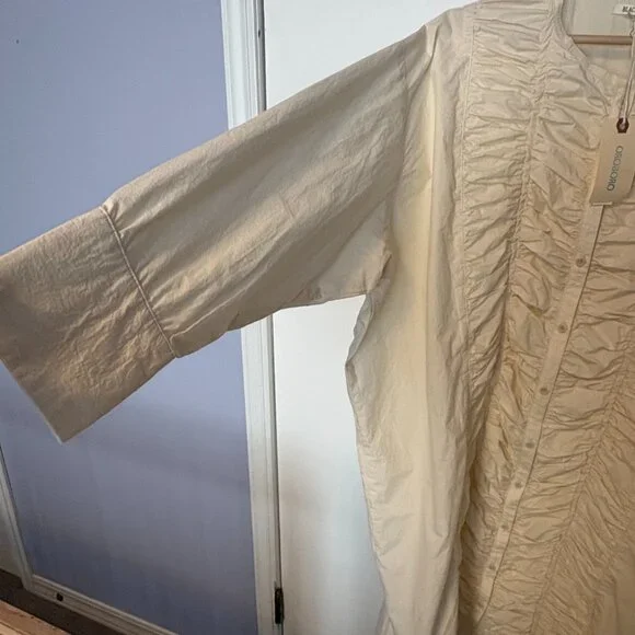 Black Crane NWT Women's Cotton Ruffled Dress in Ivory Sz L - Picture 9 of 11